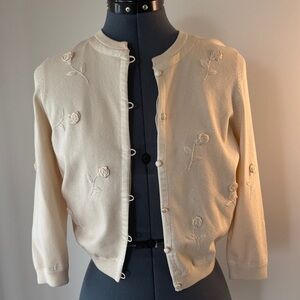 Ann Taylor Cream Floral Cardigan